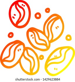 warm gradient line drawing of a cartoon coffee beans