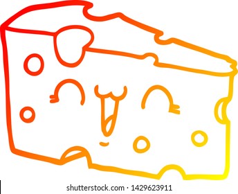 warm gradient line drawing of a cartoon cheese