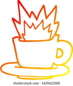 dibujo de línea de gradiente cálido de una taza de café de dibujos animados