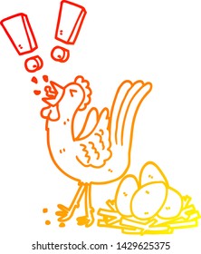 dibujo de línea de gradiente cálido de un huevo de gallina ponedora de dibujos animados