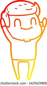 warm gradient line drawing of a cartoon friendly man