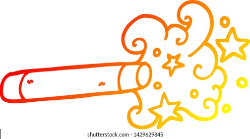 warm gradient line drawing of a cartoon magician wand