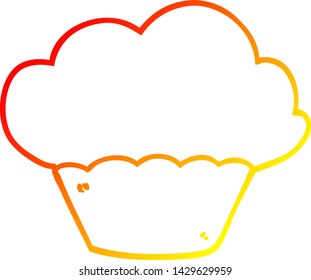 warm gradient line drawing of a cartoon muffin