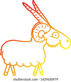 warm gradient line drawing of a cartoon goat