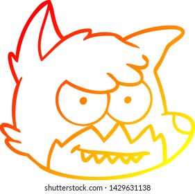 warm gradient line drawing of a cartoon fox face