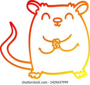 warm gradient line drawing of a cartoon happy mouse