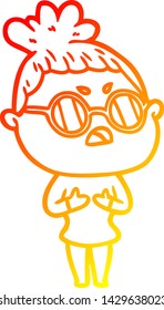 warm gradient line drawing of a cartoon annoyed woman