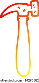 warm gradient line drawing of a cartoon hammer