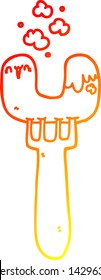 warm gradient line drawing of a cartoon sausage on fork