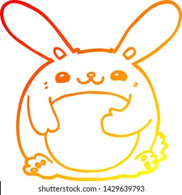 dibujo de línea de degradado cálido de un conejo de dibujos animados