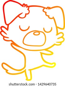warm gradient line drawing of a cartoon dog