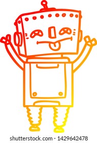 warm gradient line drawing of a cartoon robot