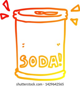 warm gradient line drawing of a cartoon soda can