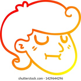 dibujo de línea de gradiente cálido de un niño rubio feliz