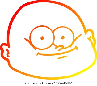 dibujo de línea de gradiente cálido de un hombre calvo de dibujos animados