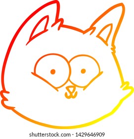 warm gradient line drawing of a cartoon cat face