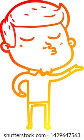 warm gradient line drawing of a cartoon model guy pouting
