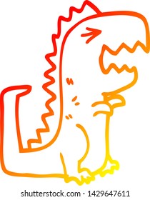 warm gradient line drawing of a cartoon roaring t rex