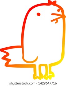 dibujo de línea de degradado cálido de un pájaro de dibujos animados