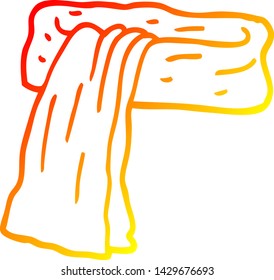 dibujo de línea de degradado cálido de una bufanda de dibujos animados