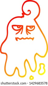 warm gradient line drawing of a cartoon spooky ghost