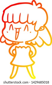 warm gradient line drawing of a cartoon woman