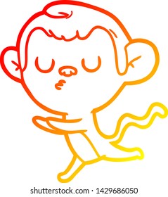 warm gradient line drawing of a cartoon monkey