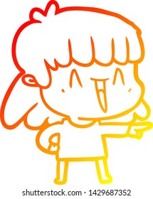 warm gradient line drawing of a cartoon woman
