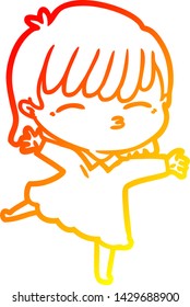 warm gradient line drawing of a cartoon woman