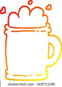 warme Farbverlauf-Linienzeichnung eines Cartoon-Biertankschiffes