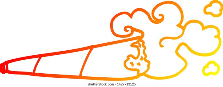 warm gradient line drawing of a cartoon rolled cigarette
