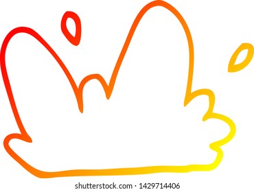warm gradient line drawing of a cartoon mud splat