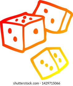 warm gradient line drawing of a cartoon dice