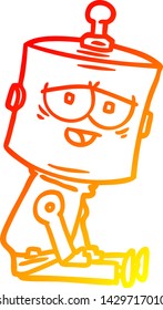 dibujo de línea de degradado cálido de un robot de dibujos animados