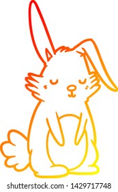 warm gradient line drawing of a cartoon sleepy rabbit