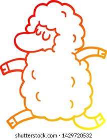 warm gradient line drawing of a cartoon sheep running