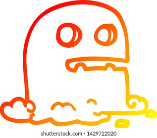 dibujo de línea de degradado cálido de un fantasma espeluznante de dibujos animados