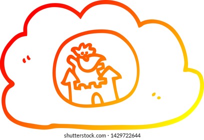 warm gradient line drawing of a cartoon god in heaven