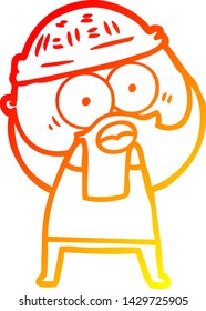 warm gradient line drawing of a cartoon bearded man