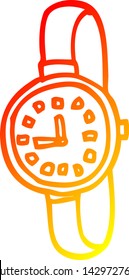 warm gradient line drawing of a cartoon wrist watch