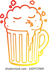 warm gradient line drawing of a cartoon mug of beer