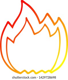 warm gradient line drawing of a cartoon open flame