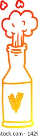dibujo de líneas de gradiente cálido de una cerveza de dibujos animados y espuma