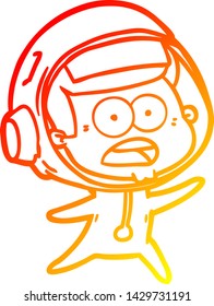 warm gradient line drawing of a cartoon surprised astronaut