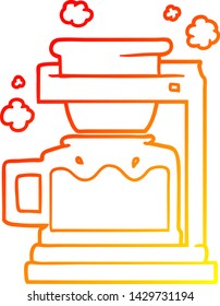 warm gradient line drawing of a cartoon coffee pot