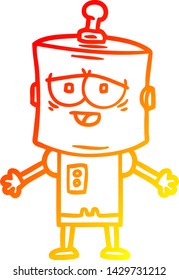 warm gradient line drawing of a cartoon robot