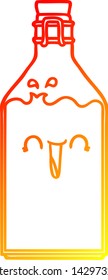 warm gradient line drawing of a cartoon old juice bottle