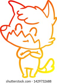 warm gradient line drawing of a cartoon friendly fox