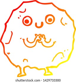 dibujo de línea de degradado cálido de un personaje de rock de dibujos animados