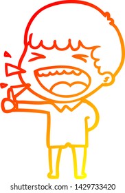 warm gradient line drawing of a cartoon laughing man